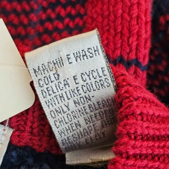 NWT John Ashford Sweater Mens Large Red Blue Plaid Cotton Crewneck Pullover - Picture 13 of 14